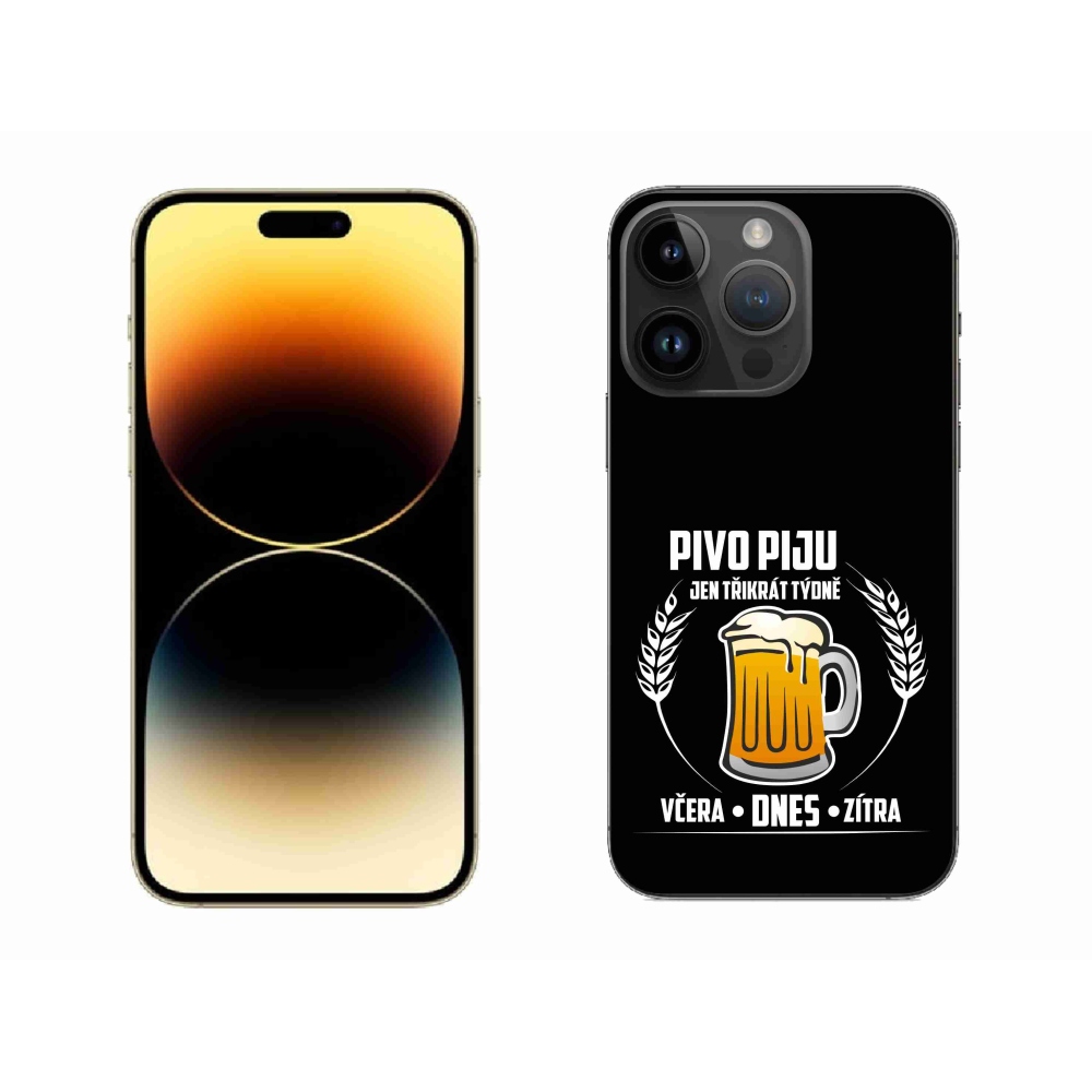 Gelový kryt mmCase na iPhone 14 Pro Max 6.7 - pivní motiv černé pozadí