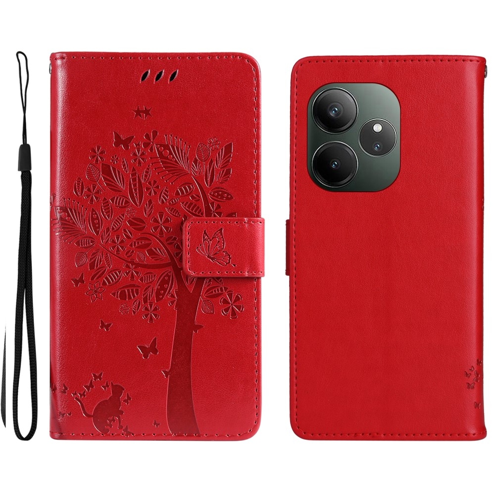 Tree knížkové pouzdro na Realme GT 6 5G/GT 6T 5G - červené