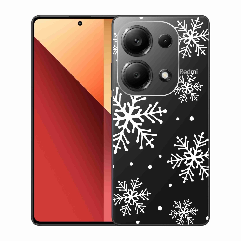 Gelový kryt mmCase na Xiaomi Redmi Note 13 Pro 4G/Poco M6 Pro - bílé vločky na průhledném pozadí