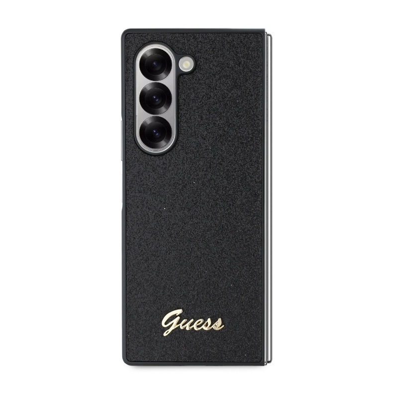 Guess PC/TPU Glitter Flakes Metal Logo Zadní Kryt pro Samsung Galaxy Z Fold 6 Black