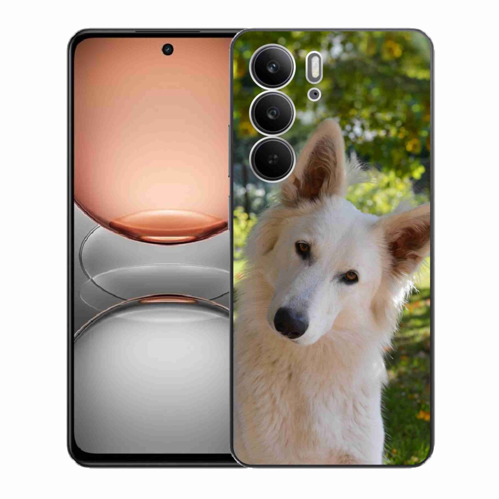 Gelový kryt mmCase na Realme C75 - bílý švýcarský ovčák 1