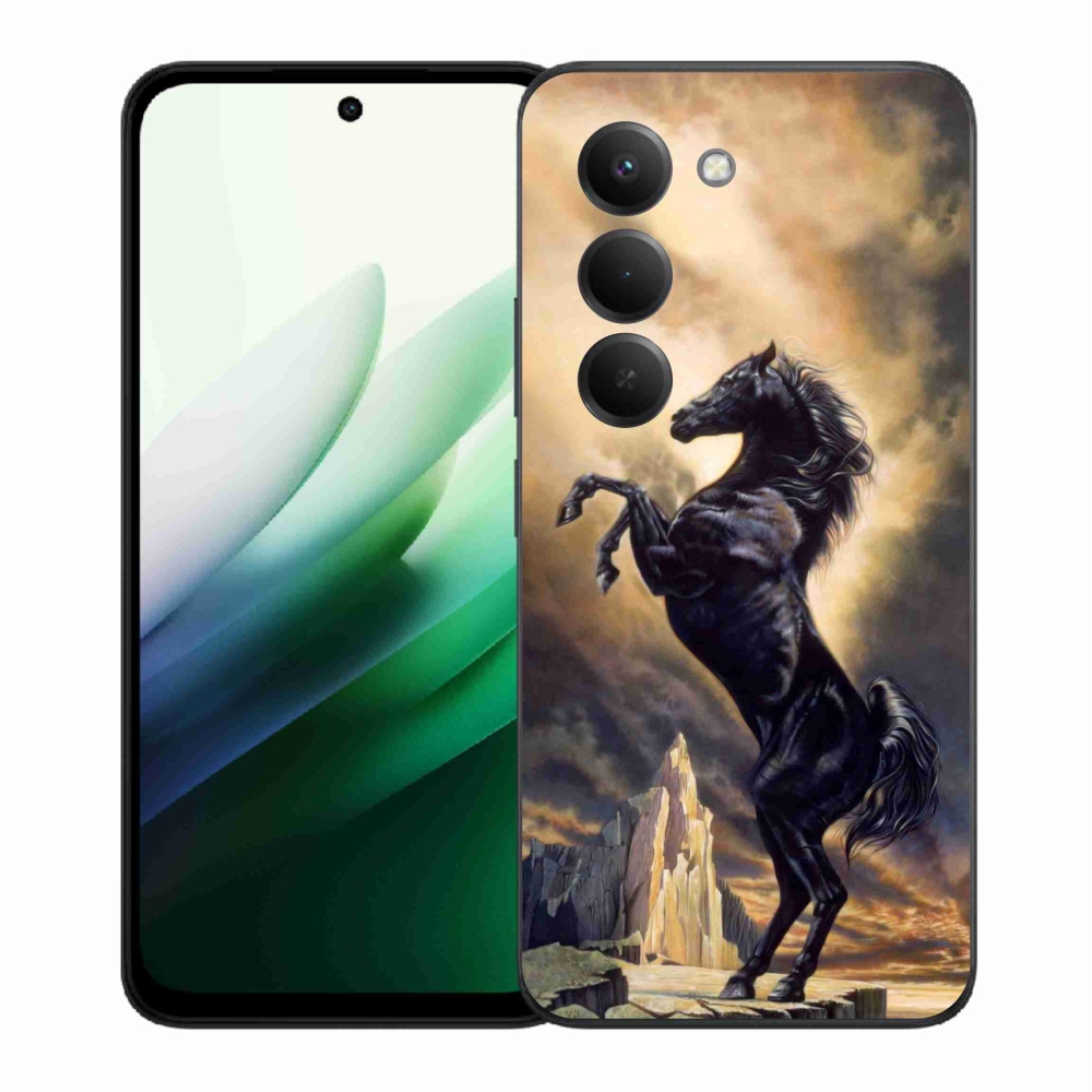 Gelový kryt mmCase na Xiaomi Redmi 15 5G (169mm) - černý kreslený kůň
