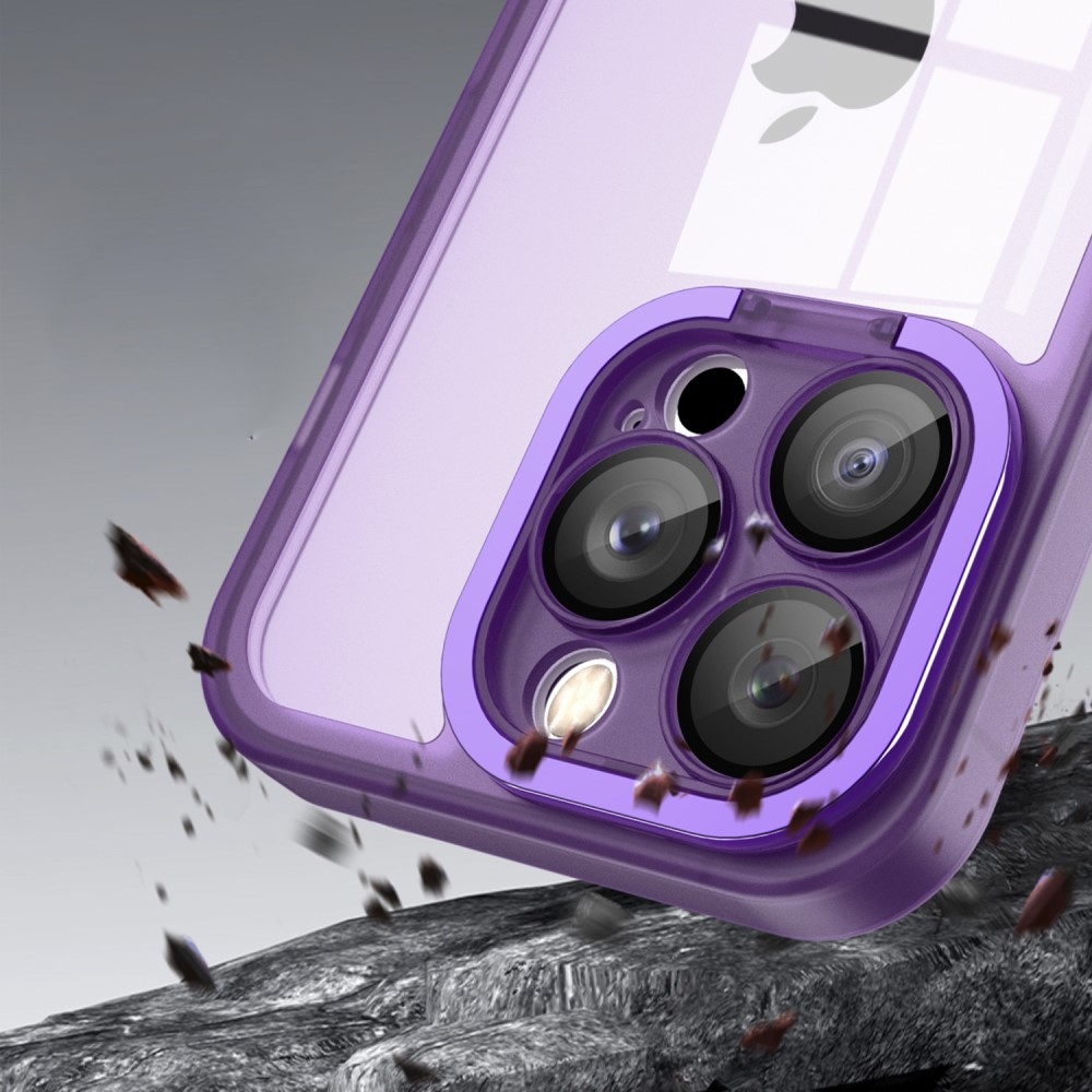 Gelový obal s pevnými zády a stojánkem na iPhone 15 Pro Max - fialový