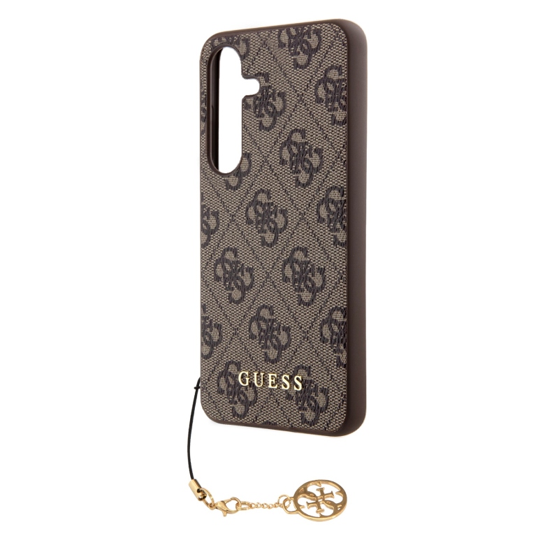 Guess 4G Charm Zadní Kryt pro Samsung Galaxy S24 Brown