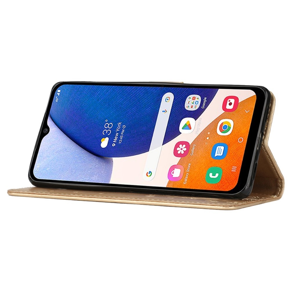 Flowers knížkové pouzdro na Samsung Galaxy A05s - zlaté