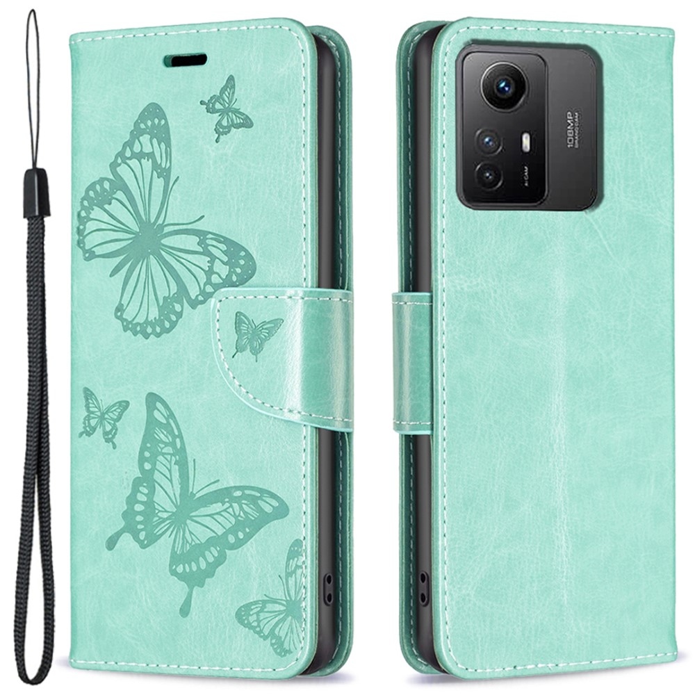 Butterfly knížkové pouzdro na Xiaomi Redmi Note 12S - modrozelené