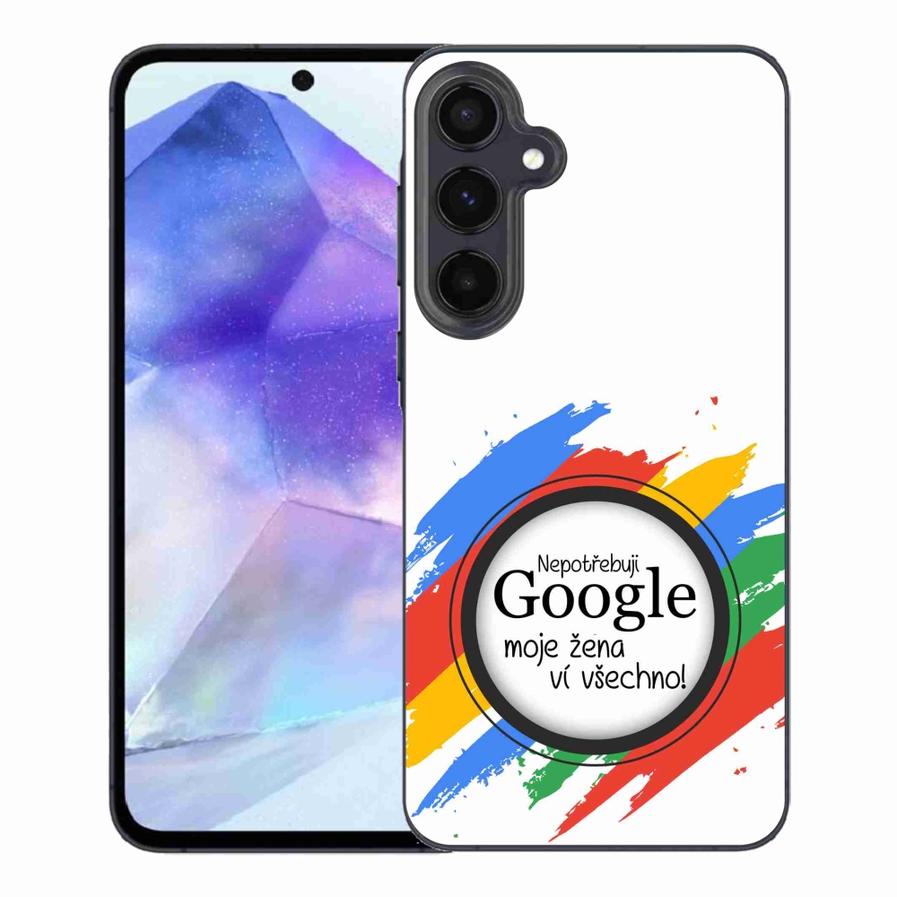 Gelový kryt mmCase na Samsung Galaxy A55 5G - žena ví všechno bílé pozadí