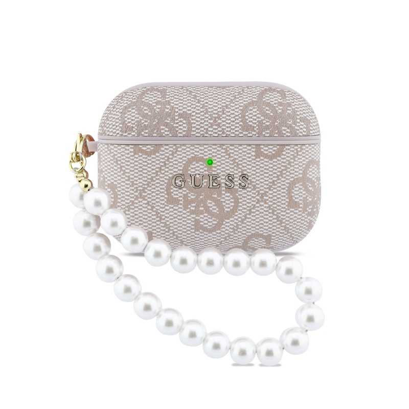 Guess PU 4G Classic Logo Pearl Strap Pouzdro pro AirPods Pro 3 Pink