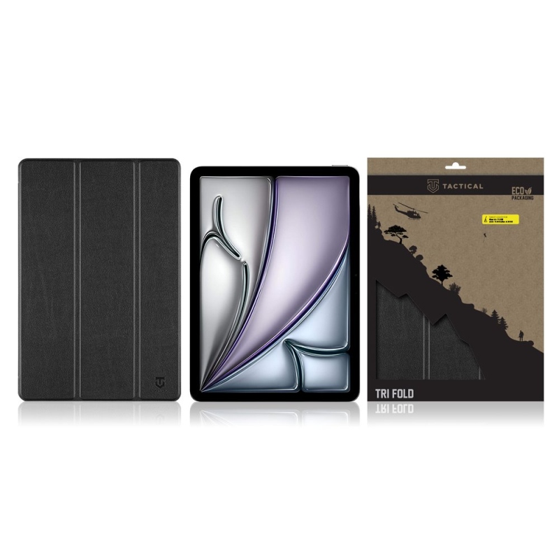 Tactical Book Tri Fold Pouzdro pro iPad Air 11 2024/Air 5 2022/Air 4 2020 Black