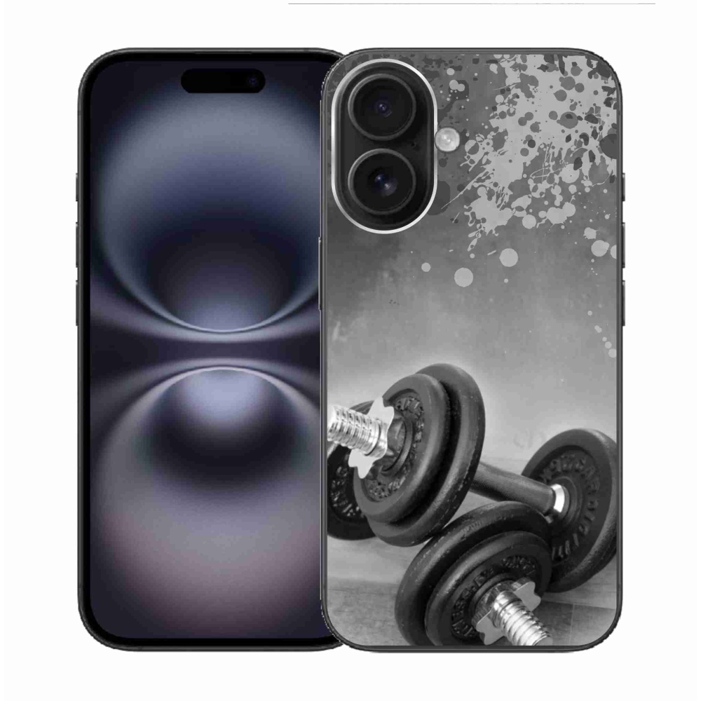 Gelový kryt mmCase na iPhone 16 - činky 1