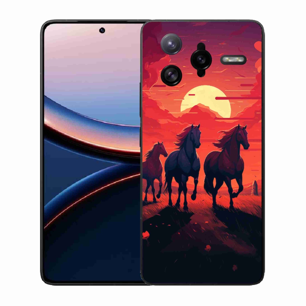Gelový kryt mmCase na Xiaomi Poco F7 Ultra - koně a západ slunce