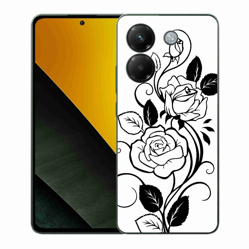 Gelový kryt mmCase na Xiaomi Poco M7 Pro 5G - černobílá růže