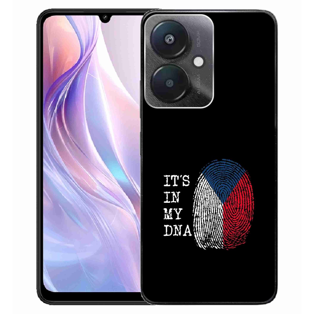 Gelový kryt mmCase na Xiaomi Redmi 13C 5G  - vlajka otisk prstu černé pozadí