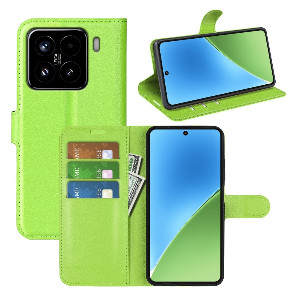Litchi knížkové pouzdro na Xiaomi 15 - zelené
