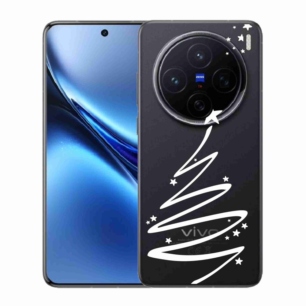 Gelový kryt mmCase na Vivo X200 5G - bílý stromeček na průhledném pozadí