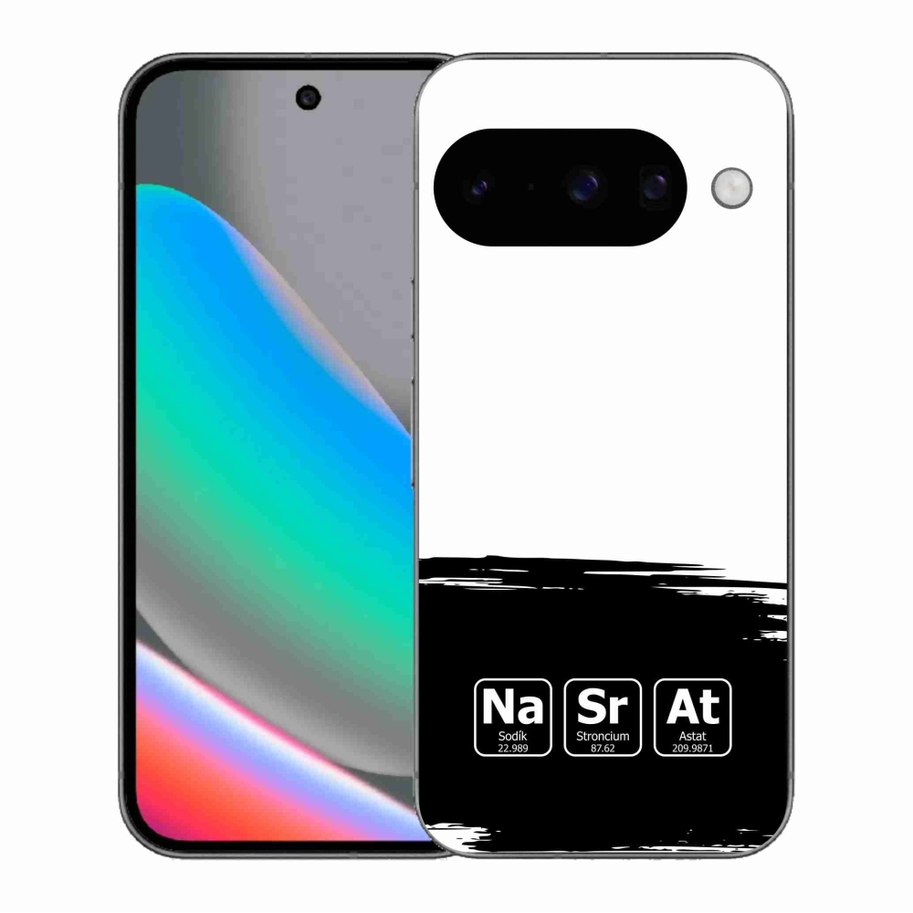 Gelový kryt mmCase na Google Pixel 10 - chemické prvky černobílé pozadí