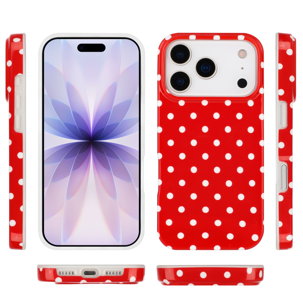 Dots gelový obal na mobil iPhone 18 Pro Max/17 Pro Max - červený