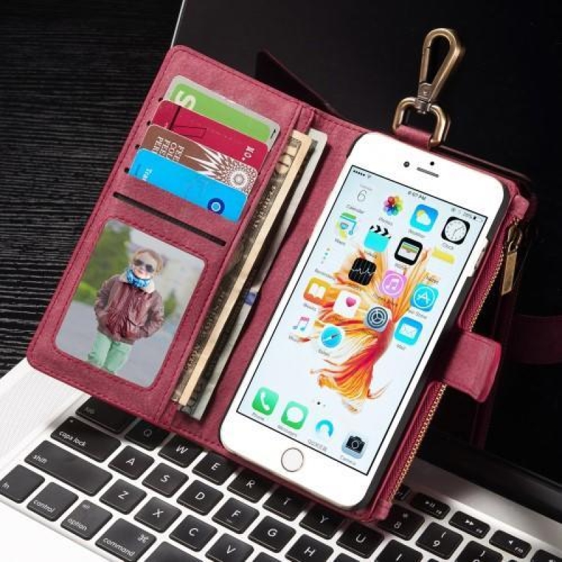 Double dvoudílné peněženkové pouzdro na iPhone 6 Plus a 6s Plus - rose