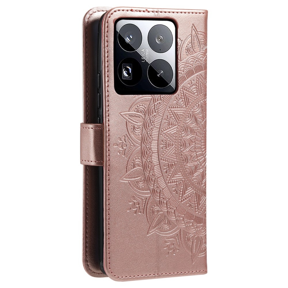 Mandala knížkové pouzdro na Xiaomi 15 Pro - růžovozlaté