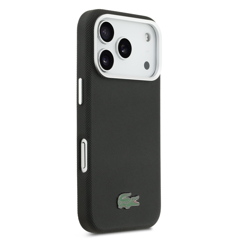 Lacoste Iconic Petit Pique Metal Logo MagSafe Zadní Kryt pro iPhone 17 Pro Max Black