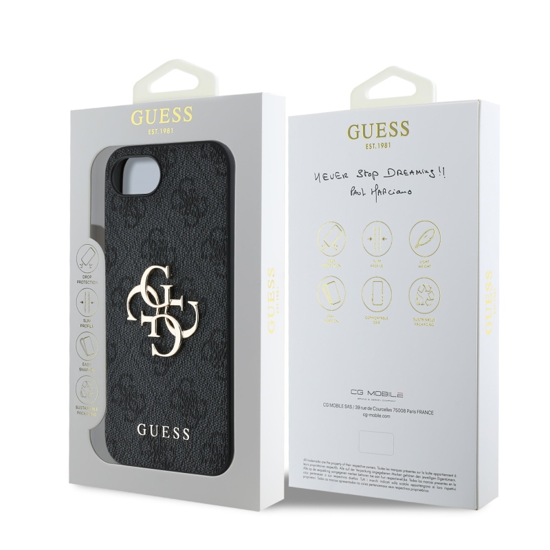Guess PU 4G Metal Logo Zadní Kryt pro iPhone SE4 Grey