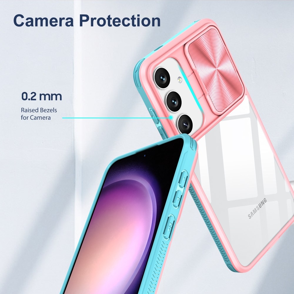 Backplate odolný kryt s krytkou fotoaparátu na Samsung Galaxy S25+ - růžový/modrozelený