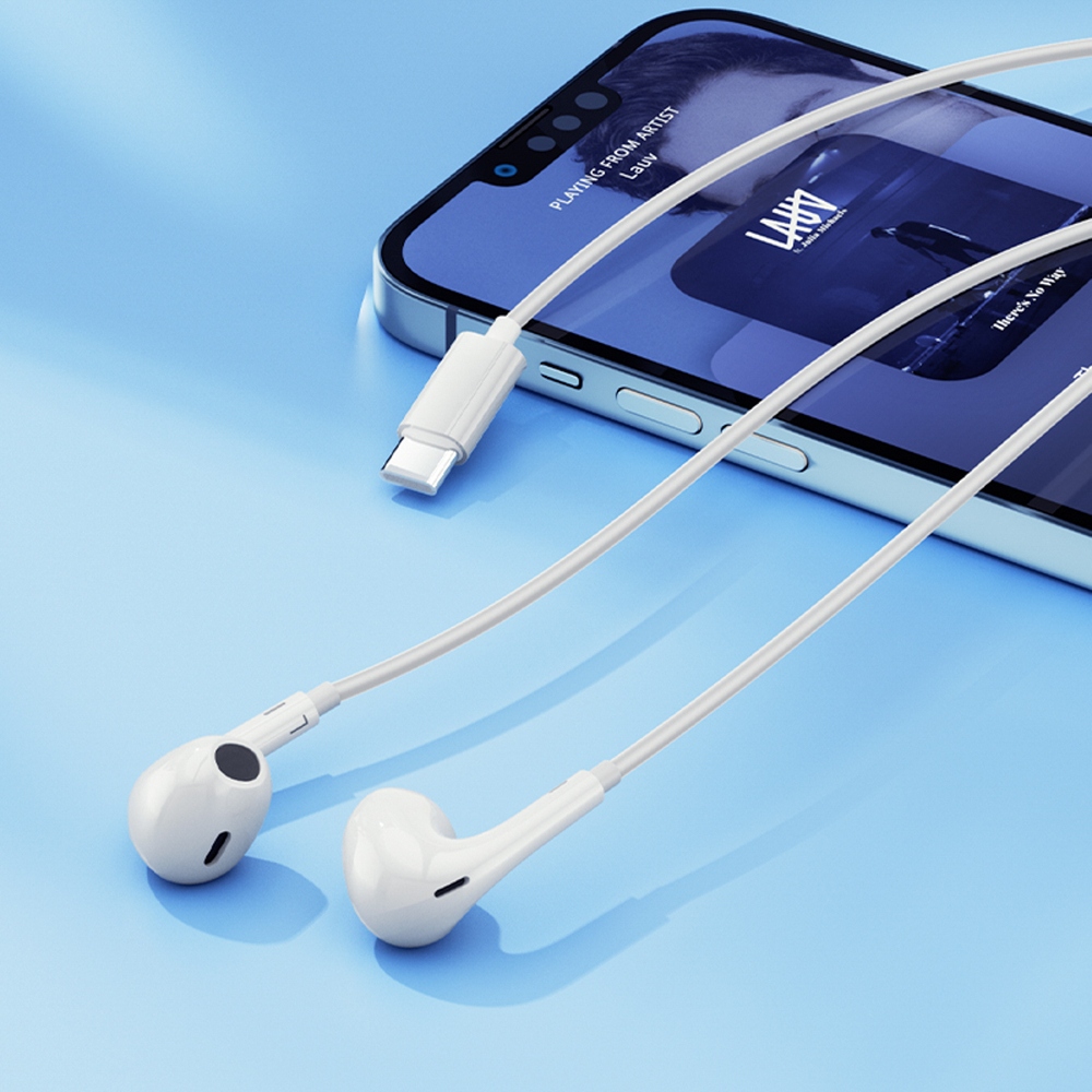 Drátová sluchátka do uší QCY LH1 USB-C 1,15 m – bílá