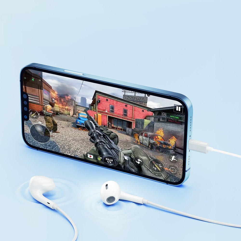 Drátová sluchátka do uší QCY LH1 USB-C 1,15 m – bílá