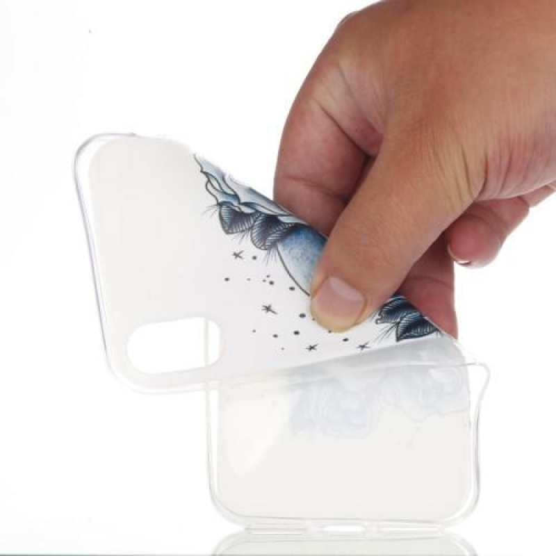 Draw gelový obal na iPhone X - lebka a růže