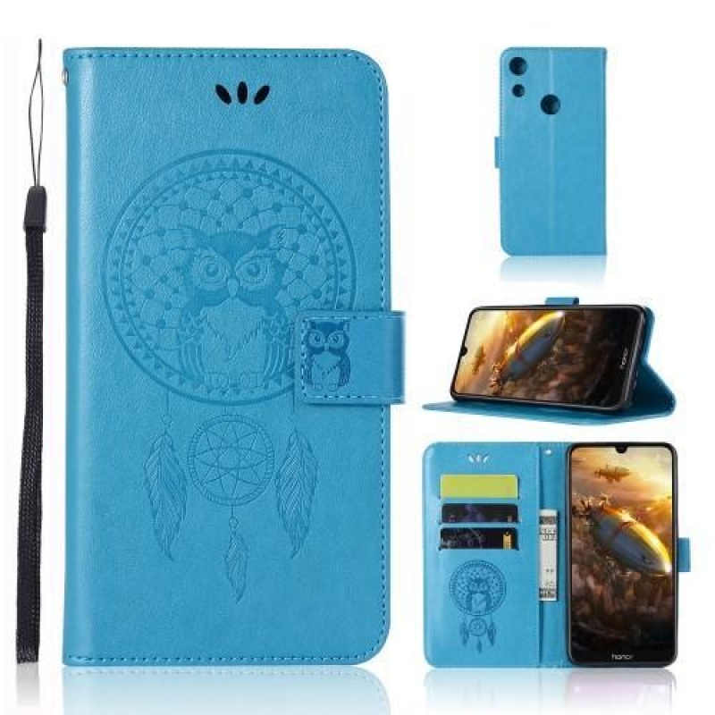 Dream PU kožené peněženkové pouzdro na Honor 8A - modré