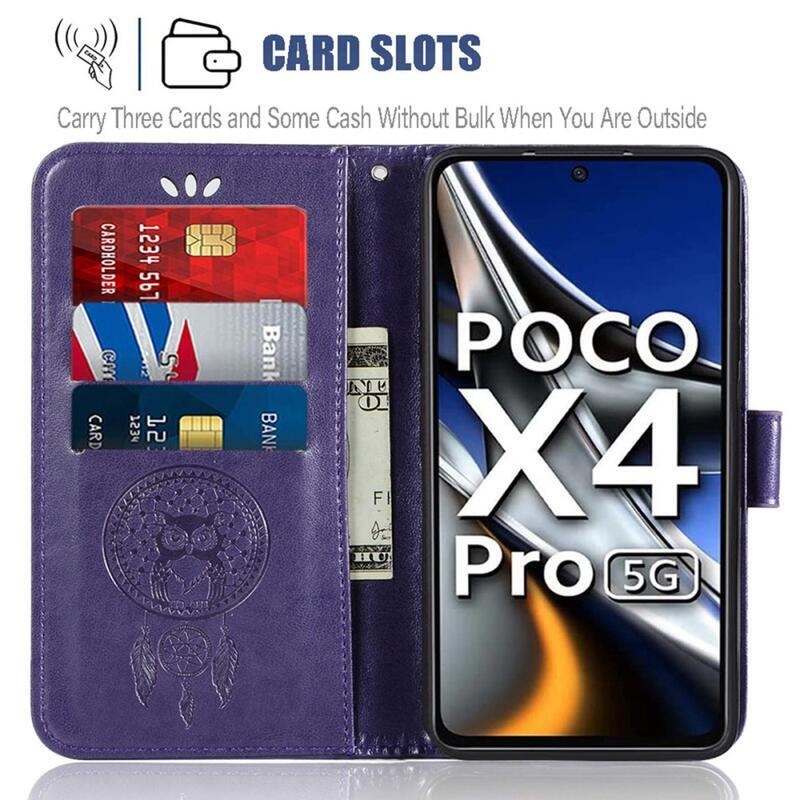 Dream PU kožené peněženkové pouzdro na mobil Xiaomi Poco M4 Pro 4G - fialové