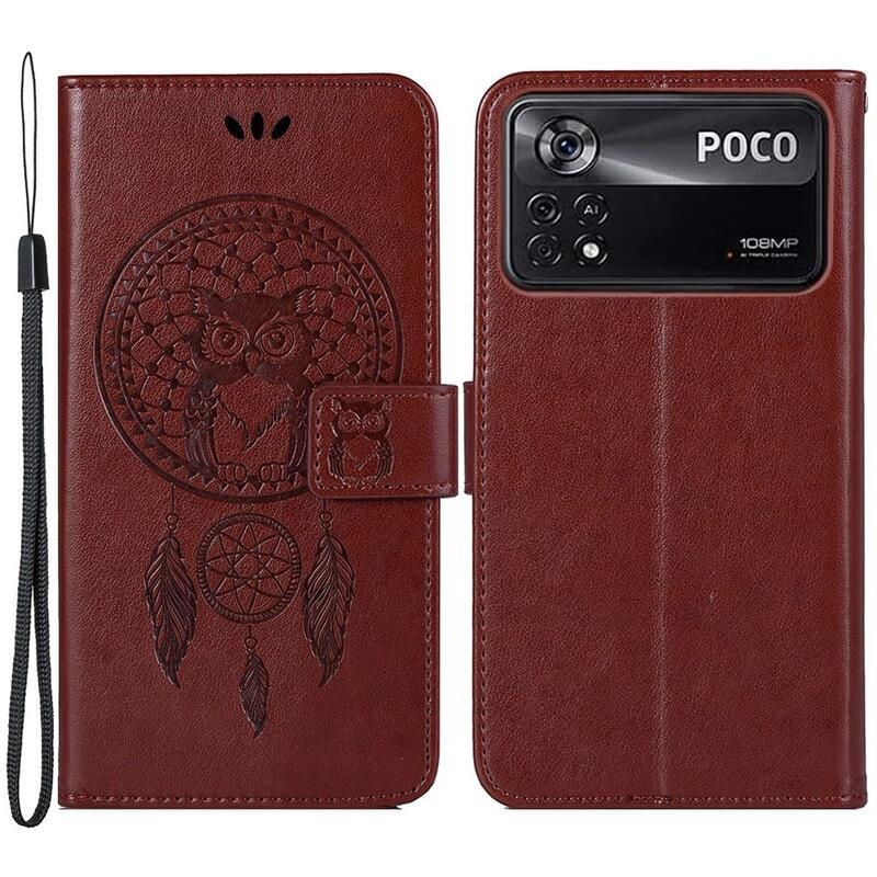 Dream PU kožené peněženkové pouzdro na mobil Xiaomi Poco M4 Pro 4G - hnědé