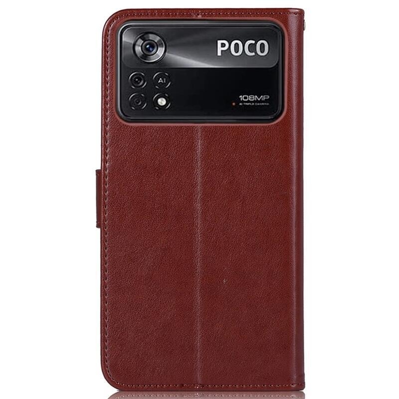 Dream PU kožené peněženkové pouzdro na mobil Xiaomi Poco M4 Pro 4G - hnědé
