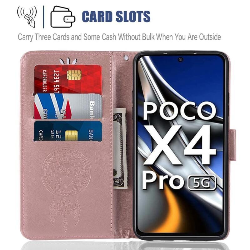 Dream PU kožené peněženkové pouzdro na mobil Xiaomi Poco M4 Pro 4G - růžovozlaté