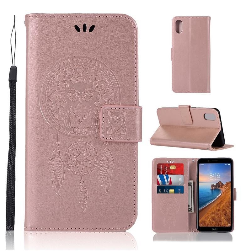 Dream PU kožené peněženkové pouzdro na mobil Xiaomi Redmi 7A - růžovozlaté