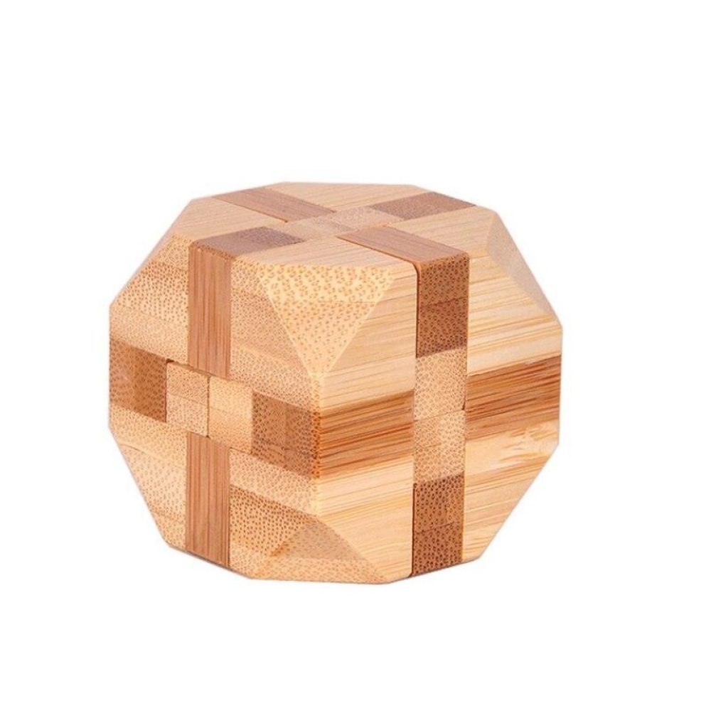 Dřevěný mini logický hlavolam (4,5 × 4,5 cm) pro děti i dospělé - tvar B