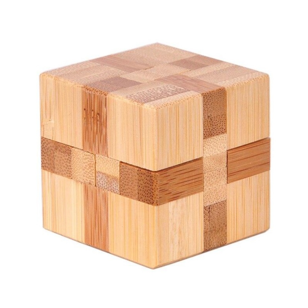 Dřevěný mini logický hlavolam (4,5 × 4,5 cm) pro děti i dospělé - tvar D