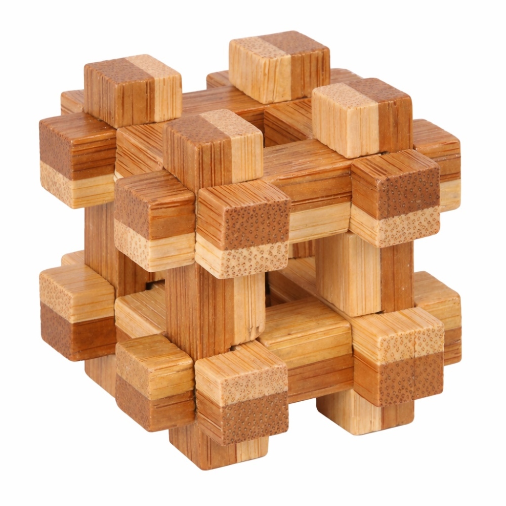 Dřevěný mini logický hlavolam (4,5 × 4,5 cm) pro děti i dospělé - tvar J