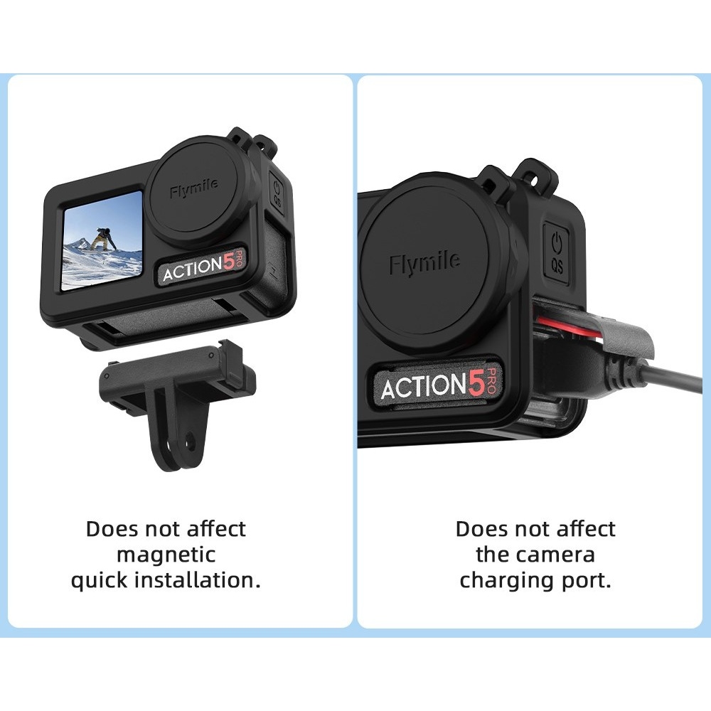 FLYMILE silikonový ochranný obal s krytkou objektivu pro DJI Osmo Action 5 Pro - modrý