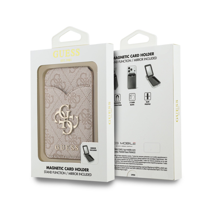Guess PU 4G Mirror MagSafe Cardslot Peněženka se Stojanem Pink