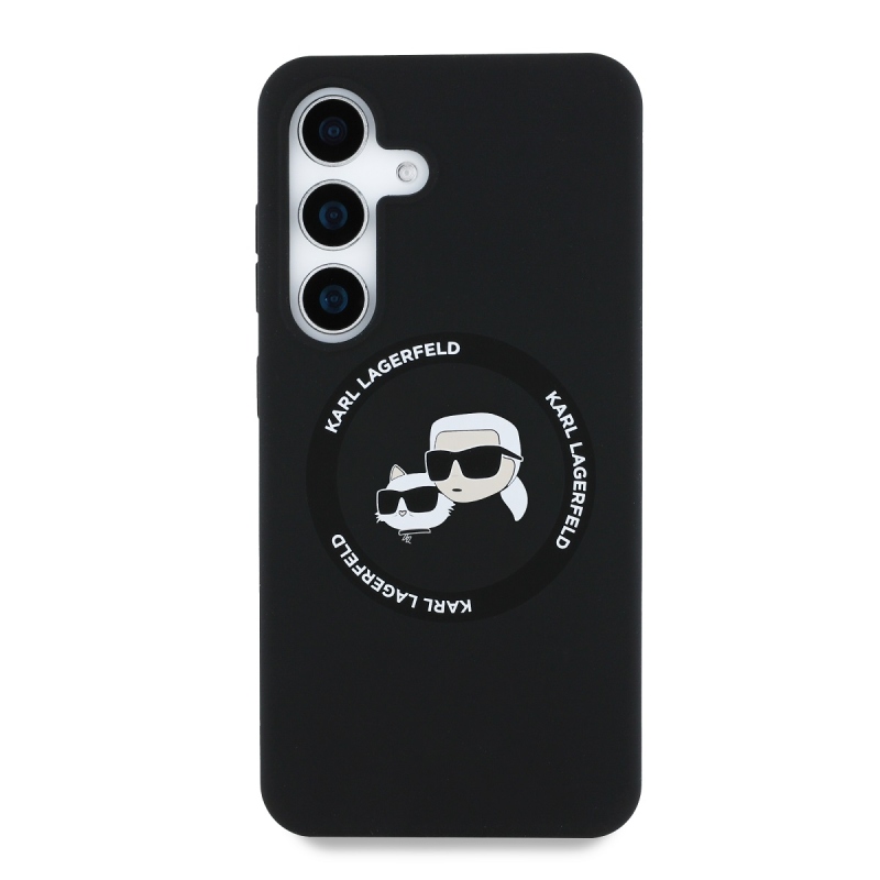 Karl Lagerfeld Liquid Silicone K&CH Heads MagSafe Zadní Kryt pro Samsung Galaxy S25+ Black