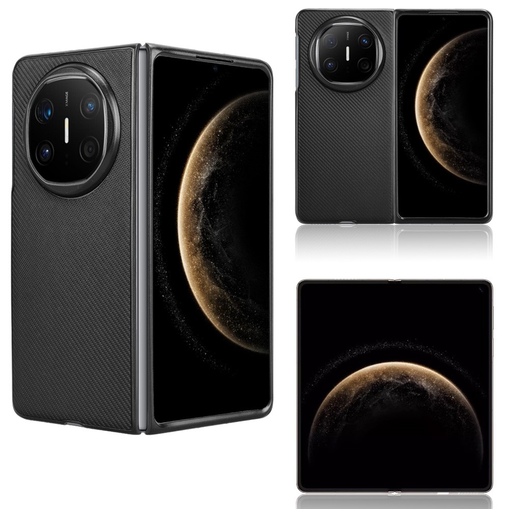 Textury plastový kryt s umělou kůží na Huawei Mate X6 - černý