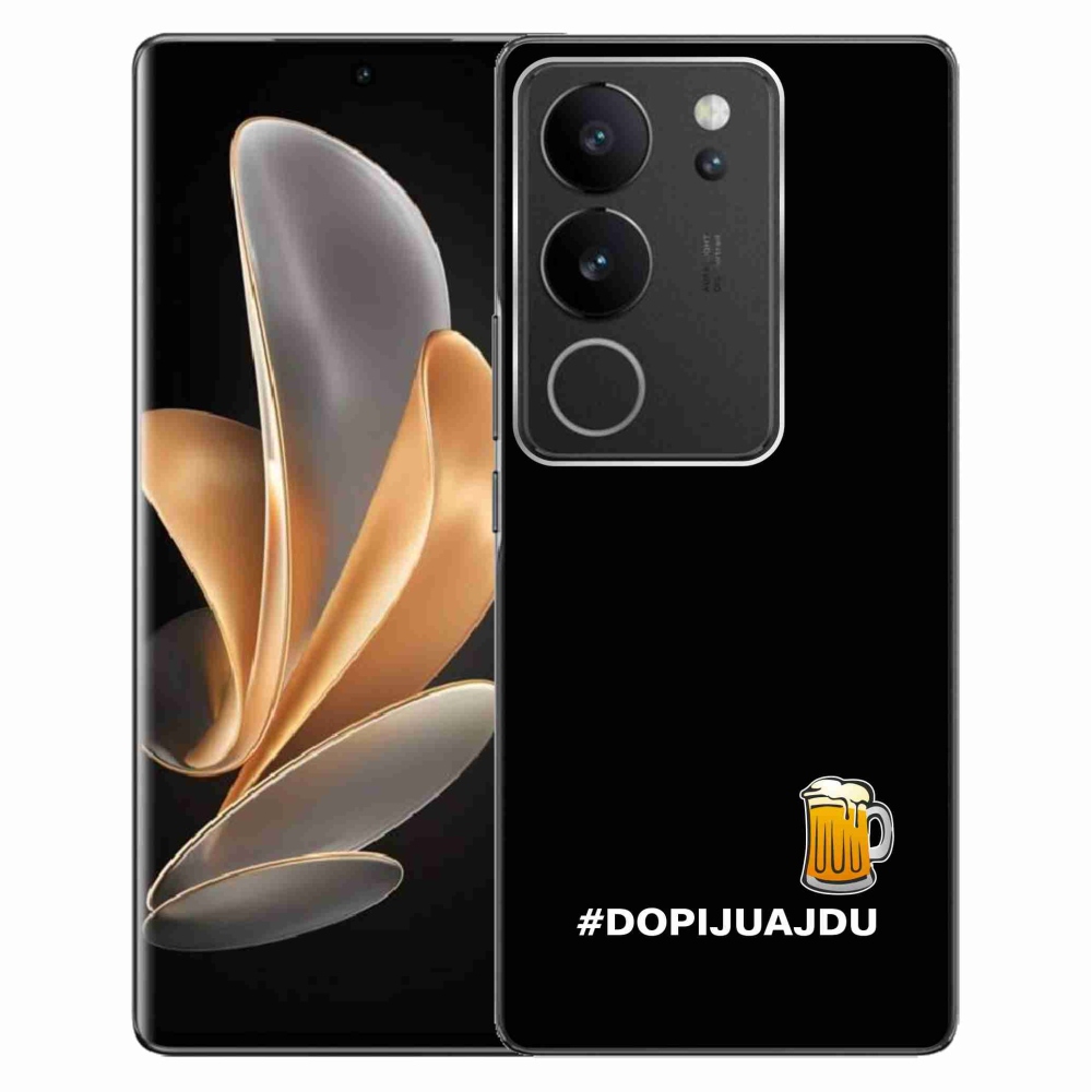 Gelový kryt mmCase na Vivo V29 5G - pivní motiv 1 černé pozadí
