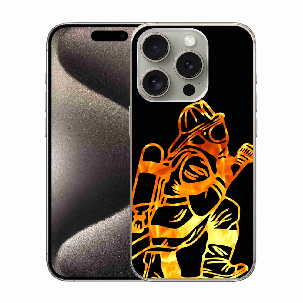 Gelový kryt mmCase na iPhone 15 Pro - hasič 1