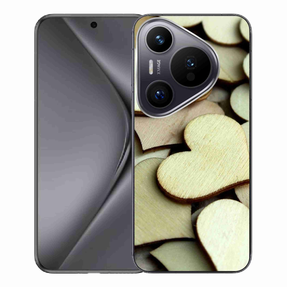 Gelový kryt mmCase na Huawei Pura 70 Pro - dřevěná srdíčka