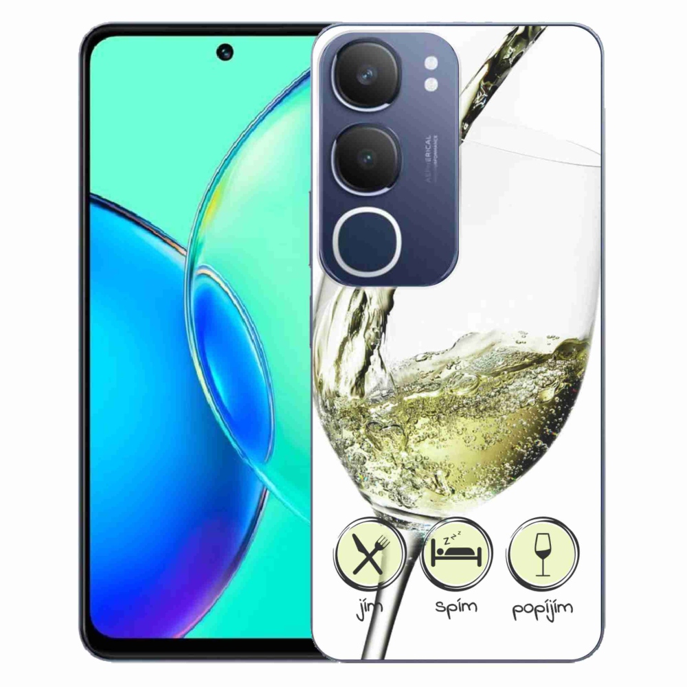 Gelový kryt mmCase na Vivo Y19s - sklenička vína bílé