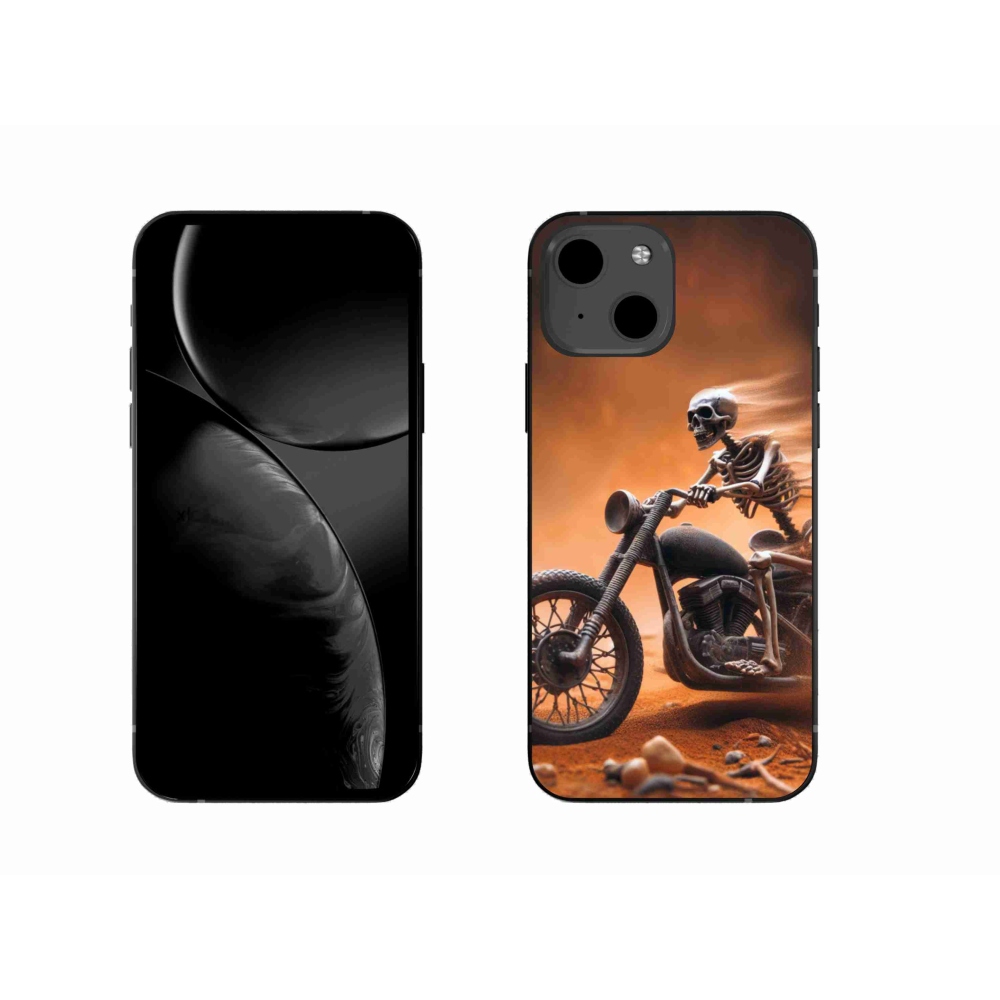 Gelový kryt mmCase na iPhone 13 6.1 - kostra na motorce