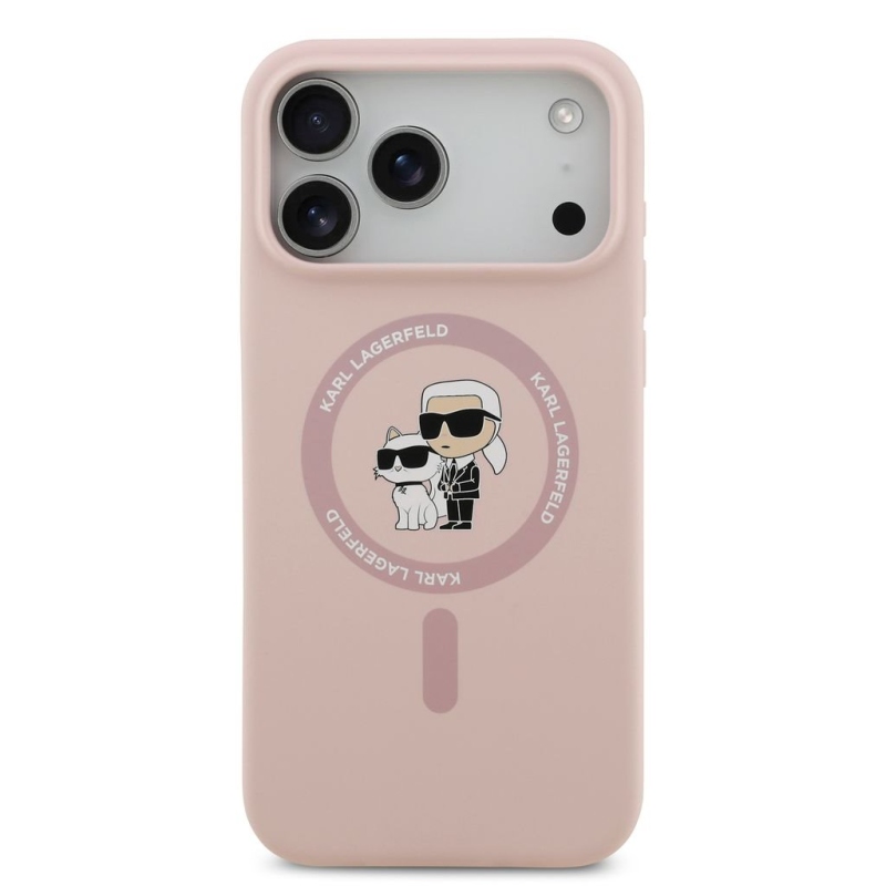 Karl Lagerfeld Liquid Silicone Karl and Choupette MagSafe Zadní Kryt pro iPhone 18 Pro Max Pink