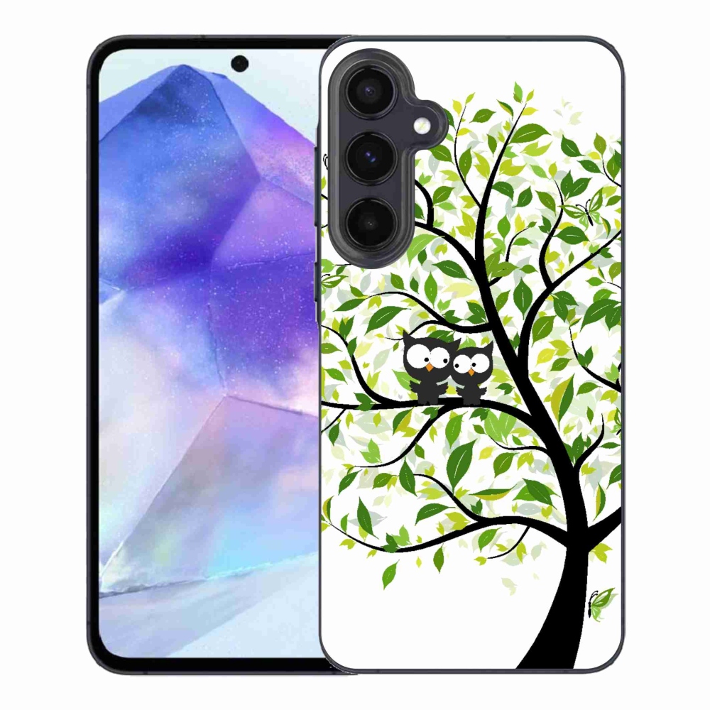 Gelový kryt mmCase na Samsung Galaxy A55 5G - sovičky na stromě