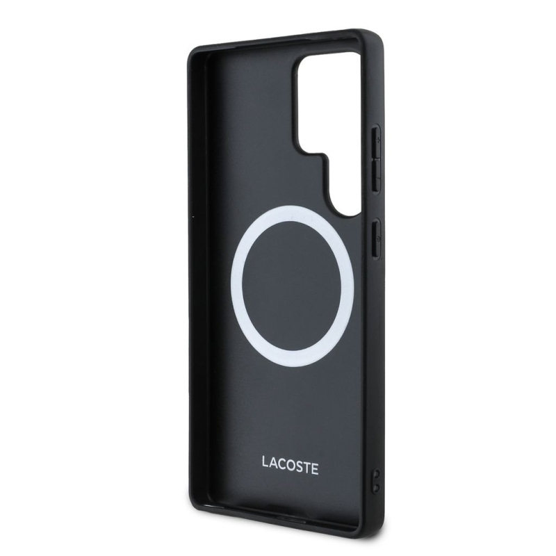 Lacoste Iconic Petit Pique Woven Logo MagSafe Zadní Kryt pro Samsung Galaxy S25 Ultra Red